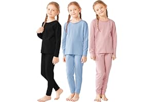 Resinta Girls Cotton Thermal Underwear Set Toddler Long Johns Kids Winter Base Layer Top & Bottom