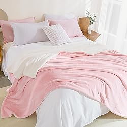 Andency Pink Sherpa Fleece King Size Blanket for