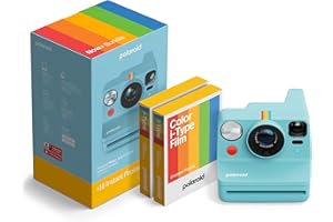 Polaroid Now+ 3rd Generation I-Type Instant Camera + Film Bundle - Now+ Bluetooth App Controlled Artic Blue Camera + 16 Color Photos (6645)