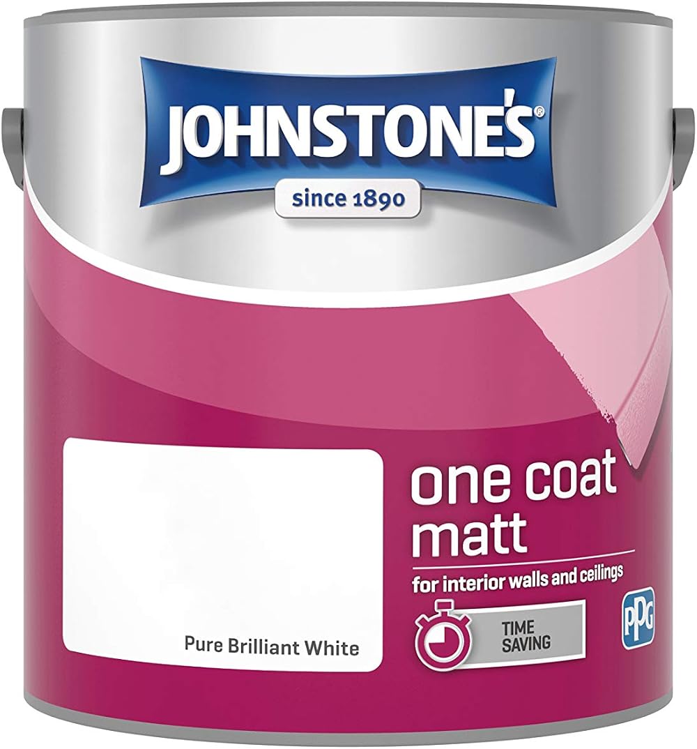 Johnstone's One Coat Matt Emulsion Paint Pure Brilliant White 2.5L