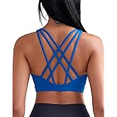 RUNNING GIRL Sports Bras for Women, Medium-High Impact Running Strappy Sports Bra with Removable Pads