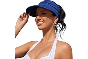 AMMIKO Womens Sun Visor Hat Wide Brim Summer Sun Hats UPF 50+ UV Protection Beach Hats Foldable Golf Visor for Women