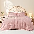 Litanika Full Size Comforter Sets, 3 Pieces Blush Pink Ruffle Girls Women Cute Bedding Comforters & Sets, Lightweight Fluffy Microfiber as Gift (79x90In Comforter & 2 Pillowcases)