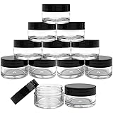 Beauticom 12 Piece 20g/20ml USA Acrylic Round Clear Jars with Lids for Lip Balms, Creams, Make Up, Cosmetics, Samples, Ointme