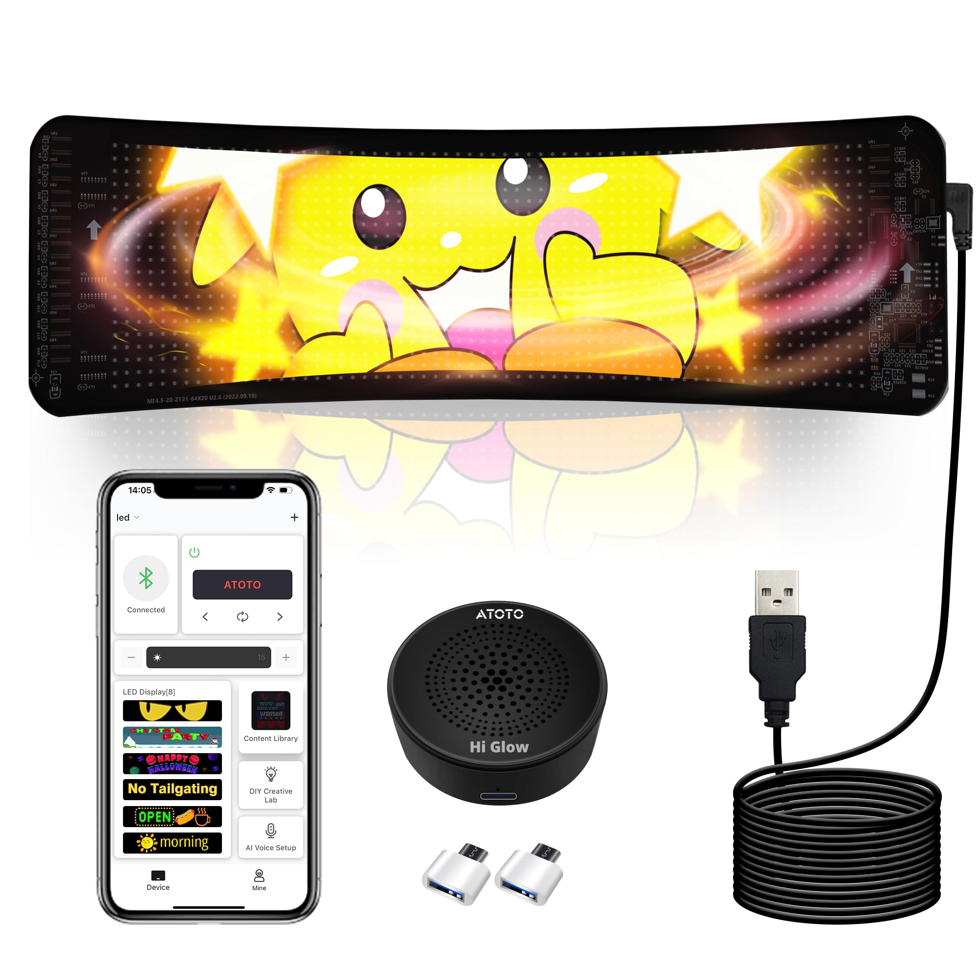 Photo 1 of Programmable LED Sign for Car - ATOTOZONE AI Voice & Bluetooth APP Control, CI-VIALD13 Flexible Digital Display, Scrolling Back Window Car LED Sign Custom Text Pattern Animation for Store, Party, 13.7"x4"