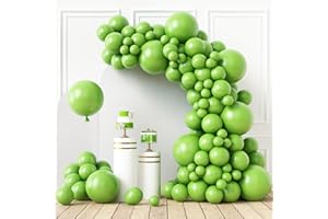RUBFAC 110pcs Lime Green Balloons Different Sizes 18 12 10 5 Inch Light Fruit Green Latex Party Balloons for Birthday Dinosaur Jungle Baby Shower Decoration