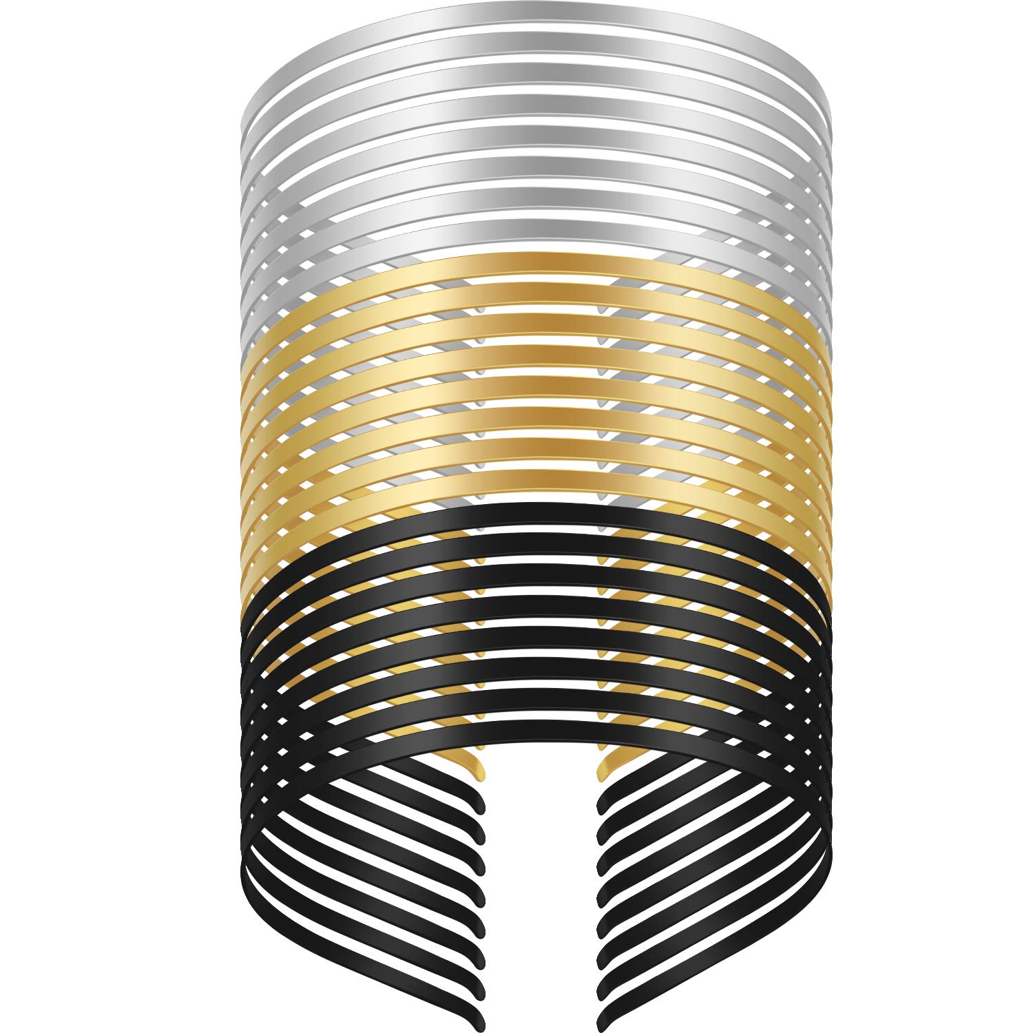 24 Pieces Smooth Metal Headbands Blank Metal Hair Band DIY Craft Frame Hairband Plain Thin Bulk Headbands for Men Women Hair Accessory, Black, Silver, Gold, Plain Thin Bulk