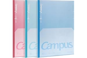 KOKUYO Campus Composition Kimochii Notebook, 3 Pack Feels Flat Semi-B5 Comp Book, Green Pink Blue, Dot A 7mm Ruled, 30 Sheets Lined Journal Notebook for School Note Taking. Japan Import (NO-FL3CATX3)