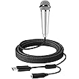 RICHUPON USB C Mini Microphone Karaoke, Portable ASMR Microphone for Android Phone/iPhone 15/Laptop/Mac, Wired Mic for Voice Recording, Singing, Interviews, Vlogs, YouTube, TIK Tok (Silver)