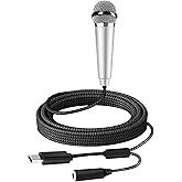RICHUPON USB C Mini Microphone Karaoke, Portable ASMR Microphone for Android Phone/iPhone 15/Laptop/Mac, Wired Mic for Voice Recording, Singing, Interviews, Vlogs, YouTube, TIK Tok (Silver)