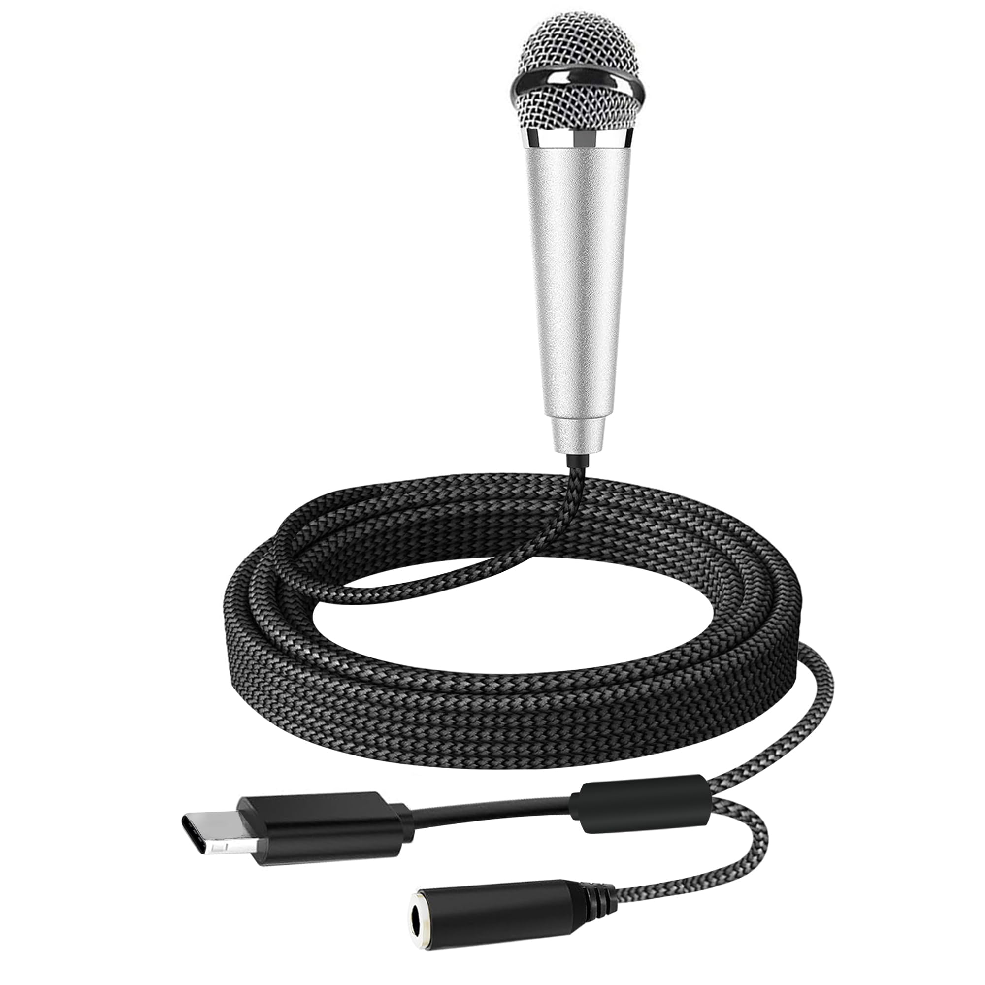 Photo 1 of RICHUPON USB C Mini Microphone Karaoke, Portable ASMR Microphone for Android Phone/iPhone 15/Laptop/Mac, Wired Mic for Voice Recording, Singing, Interviews, Vlogs, YouTube, TIK Tok (Silver)
