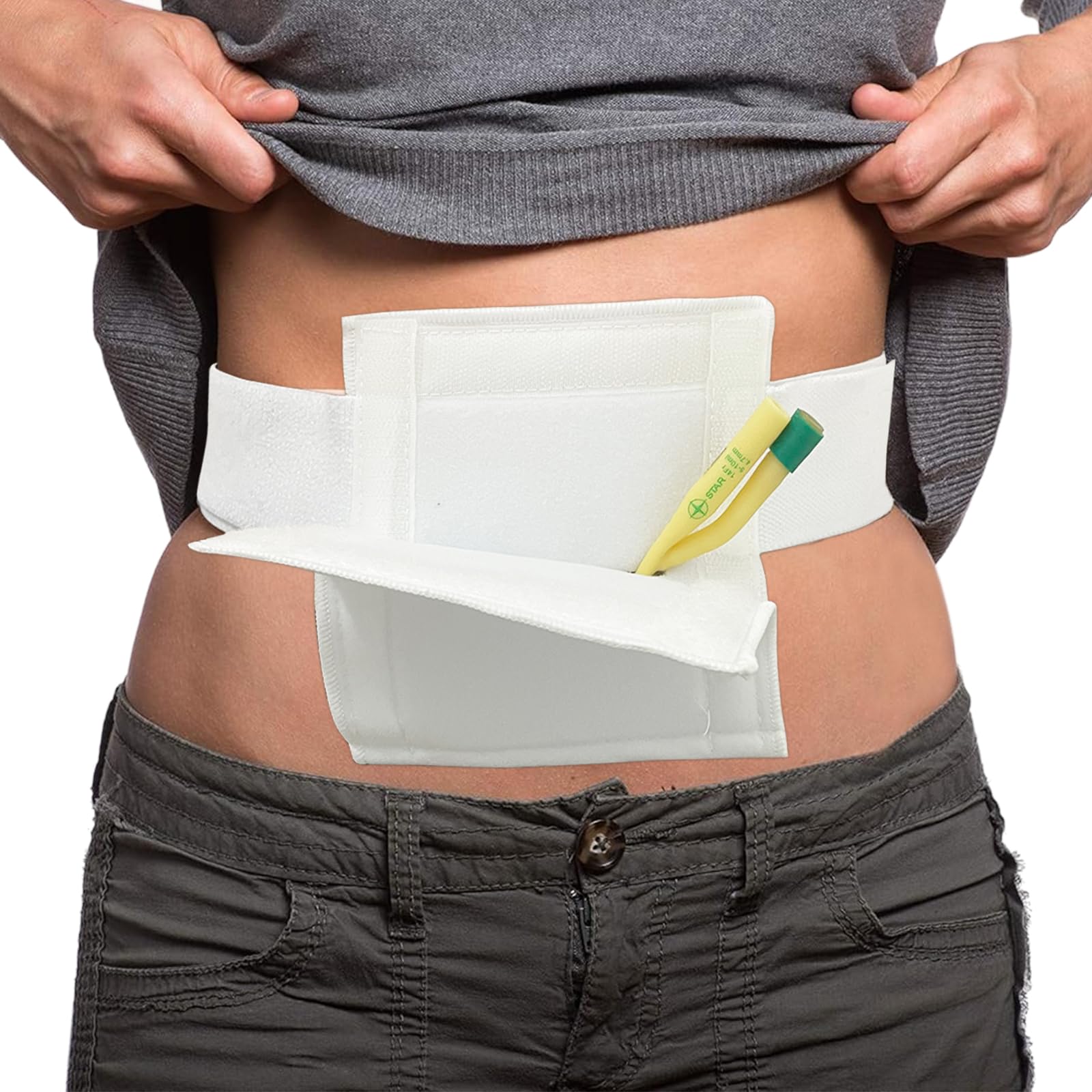 EDWERD G Tube Feeding Belt Holder for PD Ileostomy Stoma Patient Supplies - Peritoneal Abdominal Tube Pad Cover, Fits 30"~ 46" Waist