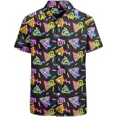 HUGLAZY 80s 90s Outfit for Men Christmas Hawaiian Shirt Button Party | 80s 90s Themed, Rave Outfit, Astronaut Space, Fun Print, Button Down, Beach Vacation Cruise, Gift for Men