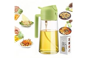 Zmcaiwsy Kitchen Cooking Olive Oil Spray Bottle, 2-in-1 Oil Dispenser pour oil and Spritzer, 16.5 oz/470 ml Glass Oil Sprayer Food-grade Oil Mister, Air Fryer, Salad, Baking, Roasting、BBQ