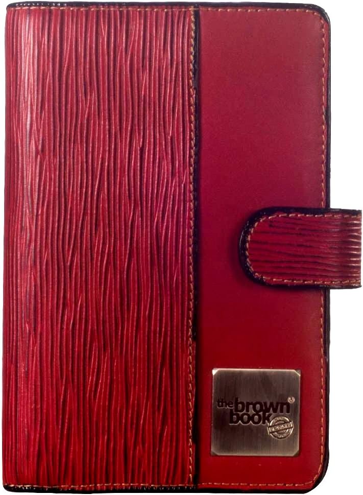 Leather Slim Agenda Red Planner Undated Page A Day Sheets for Daily Work Business Budget Book