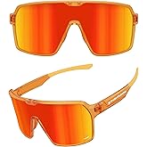 grinderPUNCH Polarized Sport Sunglasses for Men and Women, Lightweight Sun Glasses with UV Protection for Snow Hiking Cycling Running Fishing (Orange)