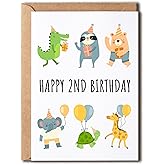 NTVShop 2Nd Birthday Card - 2Nd Birthday Wishes Card - Cute Cartoon Birthday Card - Gift Idea For Daughter Son