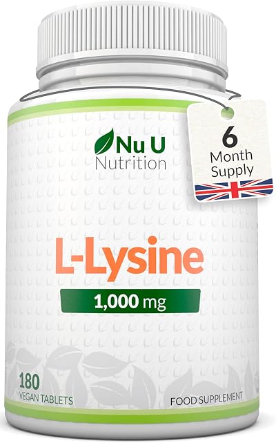 Nu U Nutrition L-Lysine 1000mg 180 Tablets Vegan UK Made 6 Months