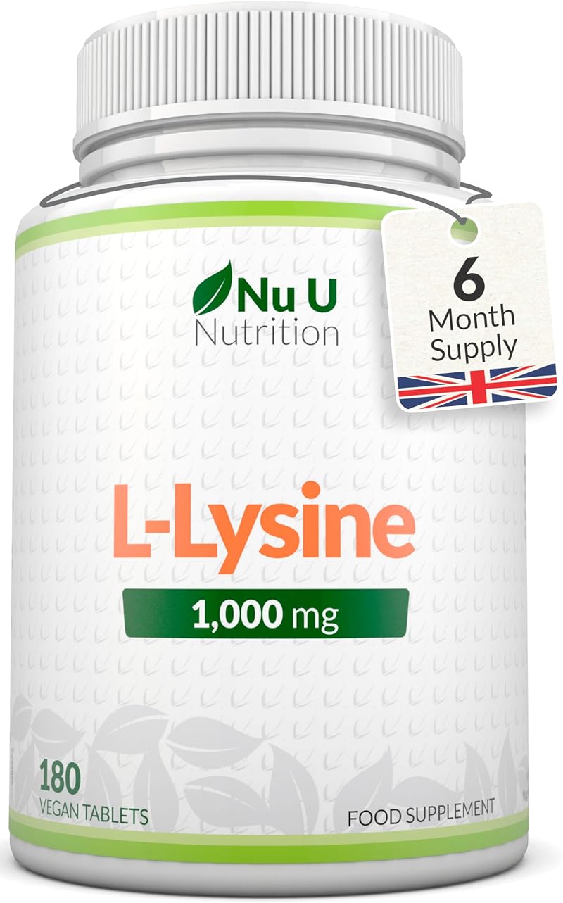 Nu U Nutrition L-Lysine 1000mg 180 Tablets Vegan UK Made 6 Months