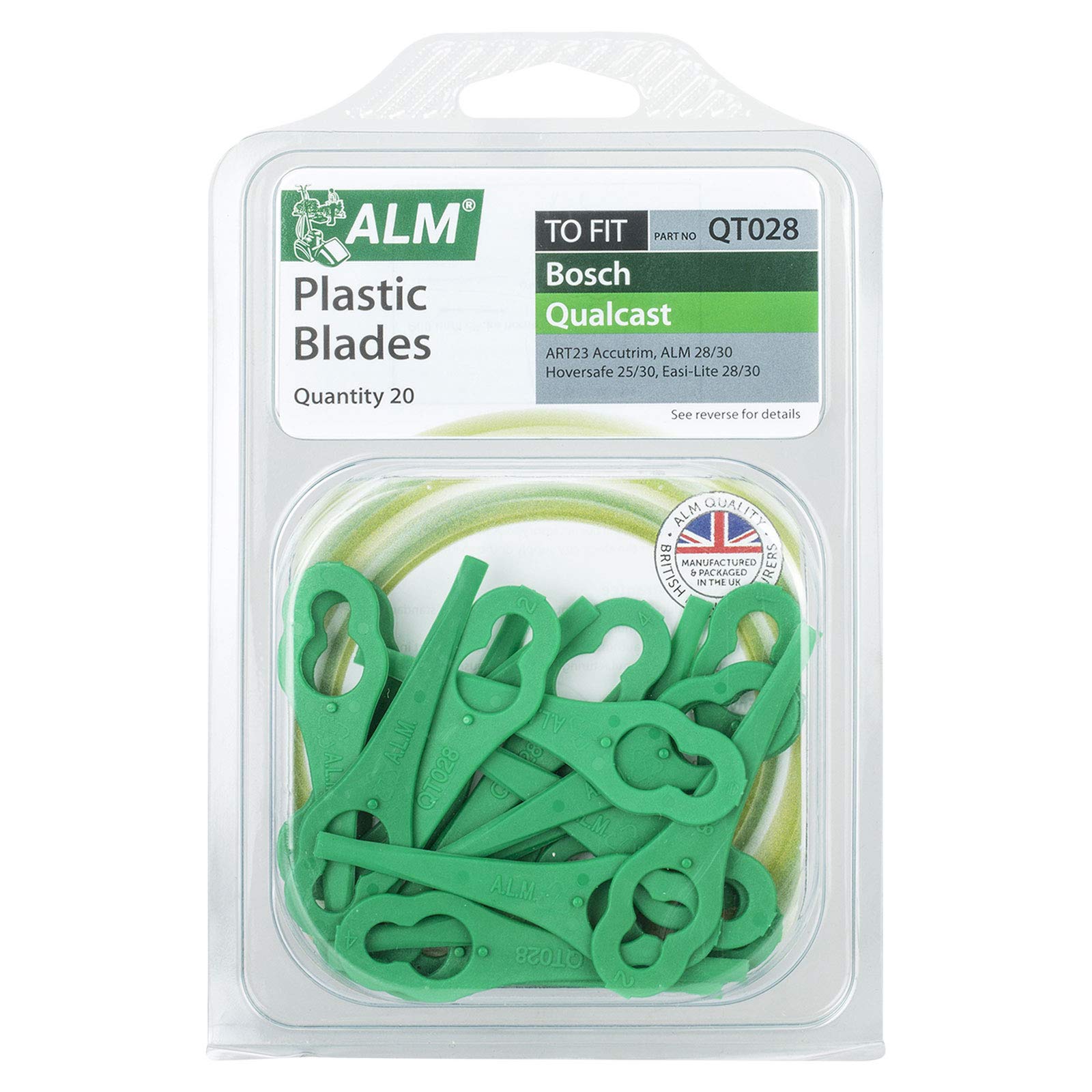 Plastic Blades: Bosch Qualcast Art 23 Accutrim & Art 23 Easytrim Accu Grass Trimmers, Qualcast Hoversafe, Mow N Trim, Easi Lite Lawnmower Clip on Replacement Plastic Blades