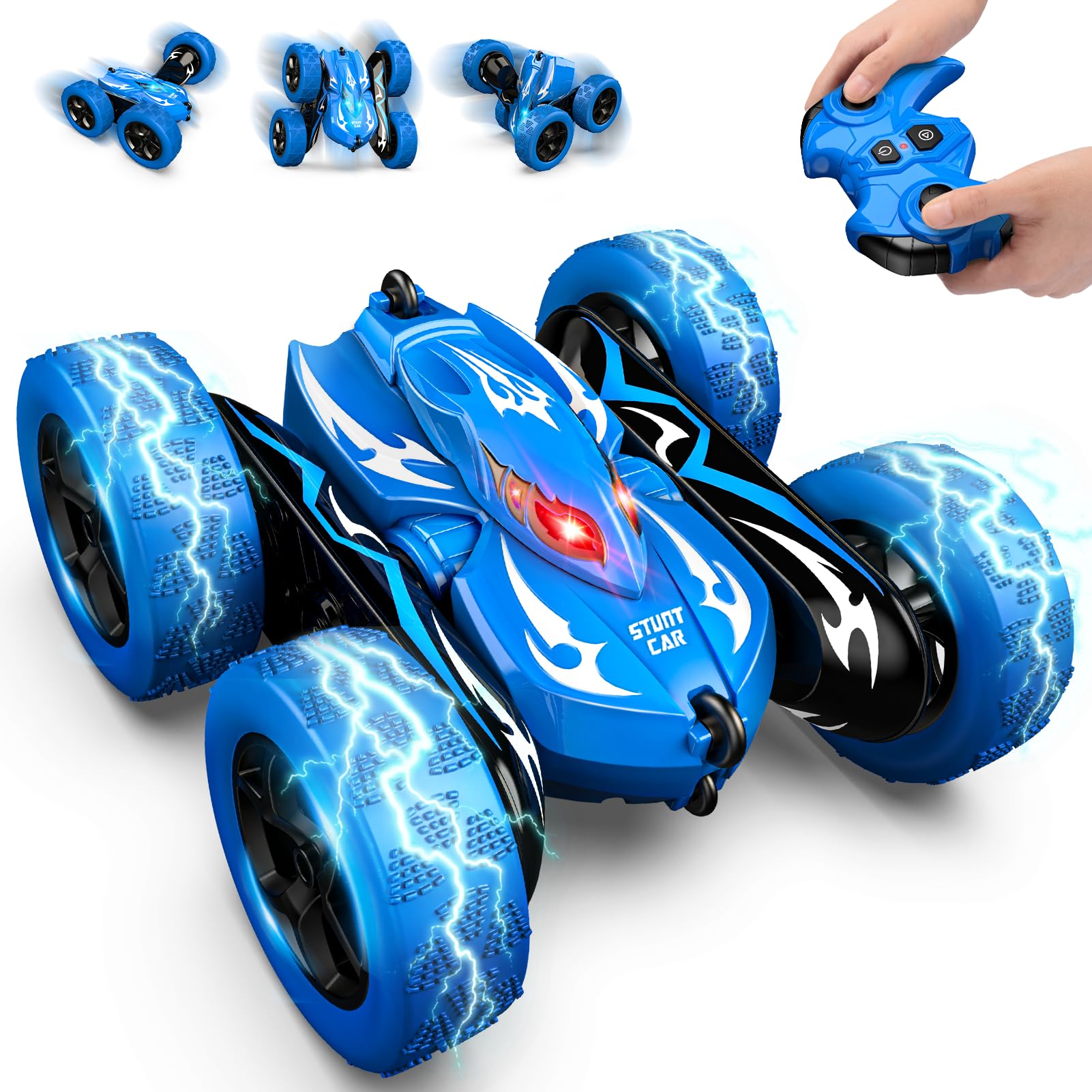 Dreamlandia Remote Control Cars, 360 Flips LED RC Car with LED Headlights Boys Toys Age 3-9, 2.4 GHz Stunt Car Kids Toys for 3-8 Year Old Boys, Birthday Presents Gifts for 4-9 Year Old Boy