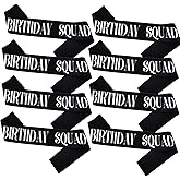 KETAOO 8PCS Birthday Squad Sashes, Black Birthday Sash Set for Women or Me Funny 16th 18th 21st 30th 40th 50th or Other Bday Party Favors Decorations