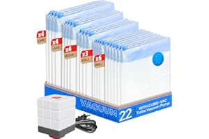 VACBIRD Vacuum Seal Bags for Clothing, 22 Pack Vacuum Storage Bags (4 Jumbo, 4 Large, 4 Medium, 6 Small, 4 Roll) for Clothes Comforters, Travel Space Saver Bag with Compact Electric Pump (2025 Upgrade)