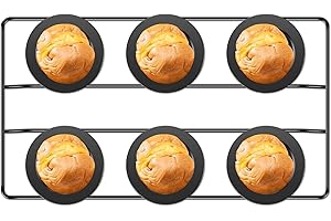 Tcwhniev Popover Pans Nonstick, 6 Cups Metallic Non Stick Popover Baking Pan, Strong Built Metallic Cups, Carbon Steel Thicke