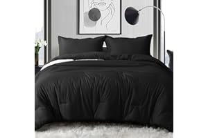 MUXHOMO Queen Comforter Set, Black Comforter for Queen Size Bed, Soft Warm Bedding Set 3 Pieces for All Seasons, 1 Comforter (88"x88") and 2 Pillow Shams (20"x30")