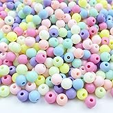 Jmassyang 2000 Pieces 6mm Candy Color Acrylic Round Frosted Beads Assorted Candy Color Mix Plastic Pastel Matte Loose Spacer Mixed for Jewelry Making Bracelets Necklaces DIY Crafts (6mm-2000pcs)