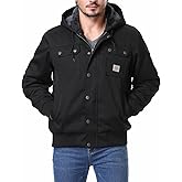 TUAOVA Men's Fit Relaxed Work Coat Fleece Lined Waterproof Workwear Winter Hooded Jacket with Multiple Pockets