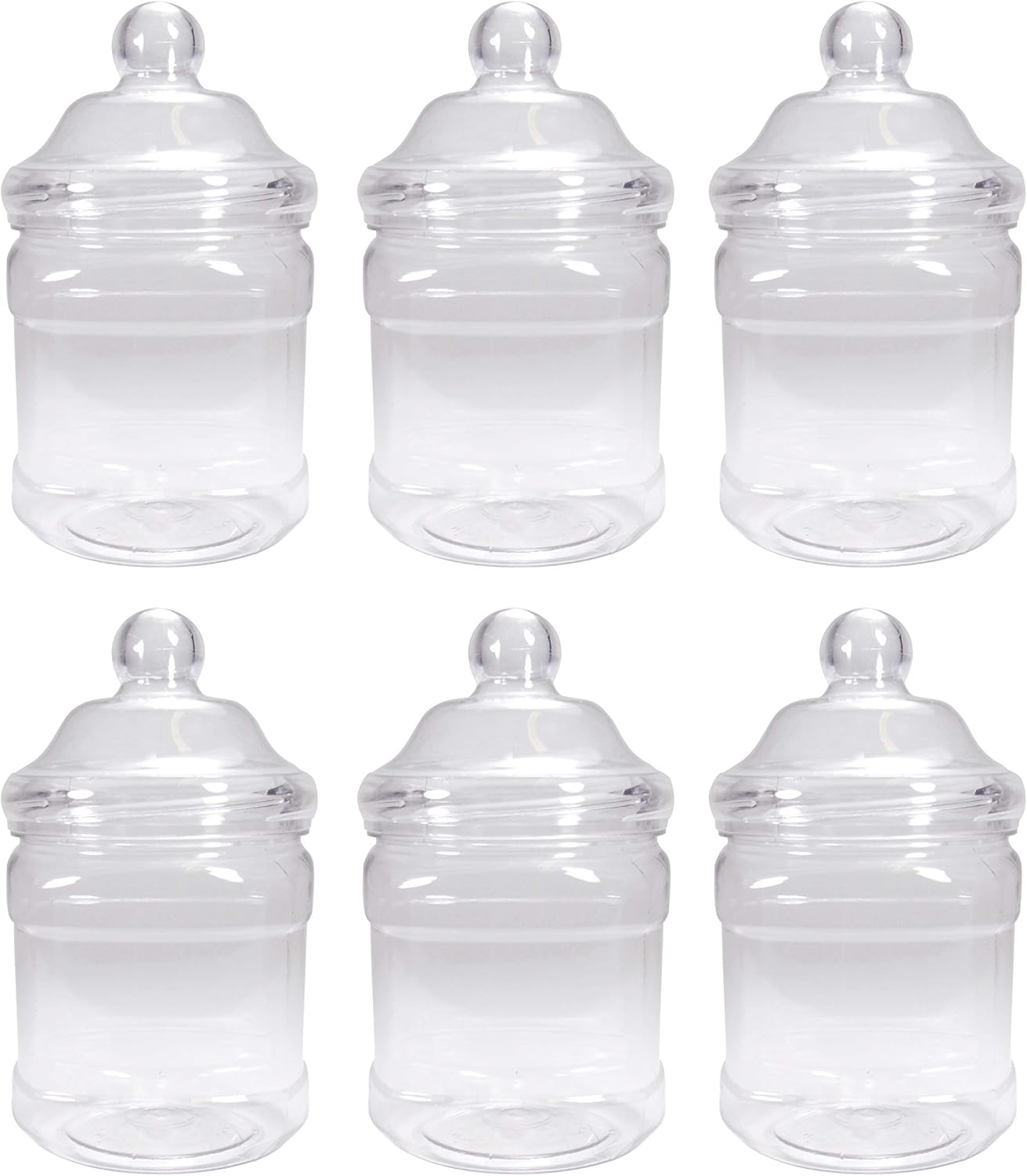 Clear Plastic 1350ml Jars with Victorian Screw Top Lids (Pack of 6) by Britten & James. Ideal for Parties Weddings and General Food Storage