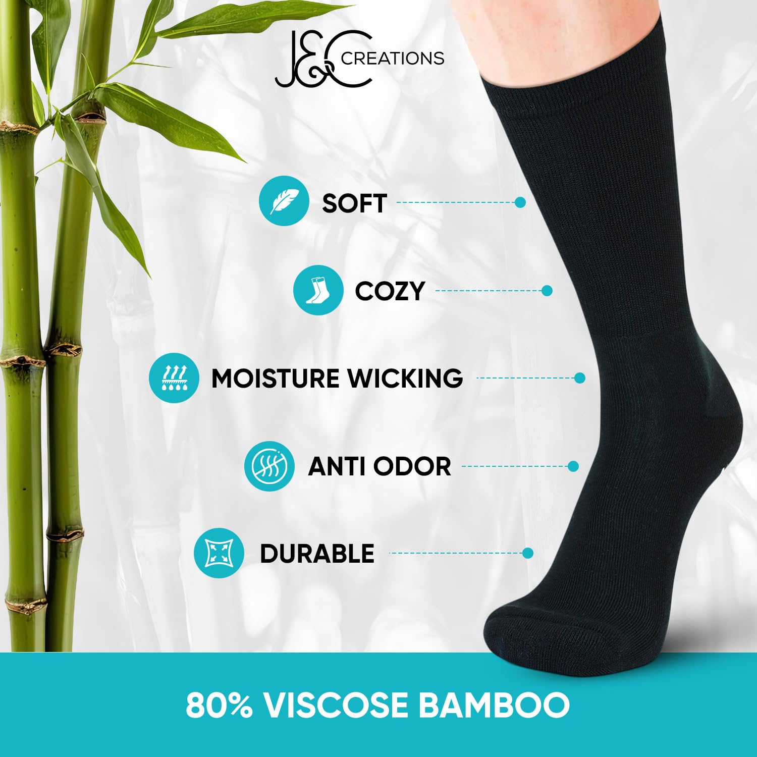 J&C Creations Premium Quality Grip Socks Men Size 10-13 - Hospital Socks For Men With Grips - 80% Viscose Bamboo