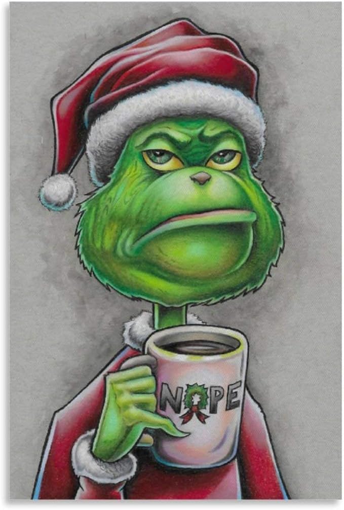 Póster de Navidad Geek Grinch arte impreso arte de pared arte sobre
