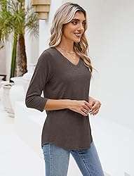 Sherosa 3/4 Sleeve Tunics for Women Summer V Neck