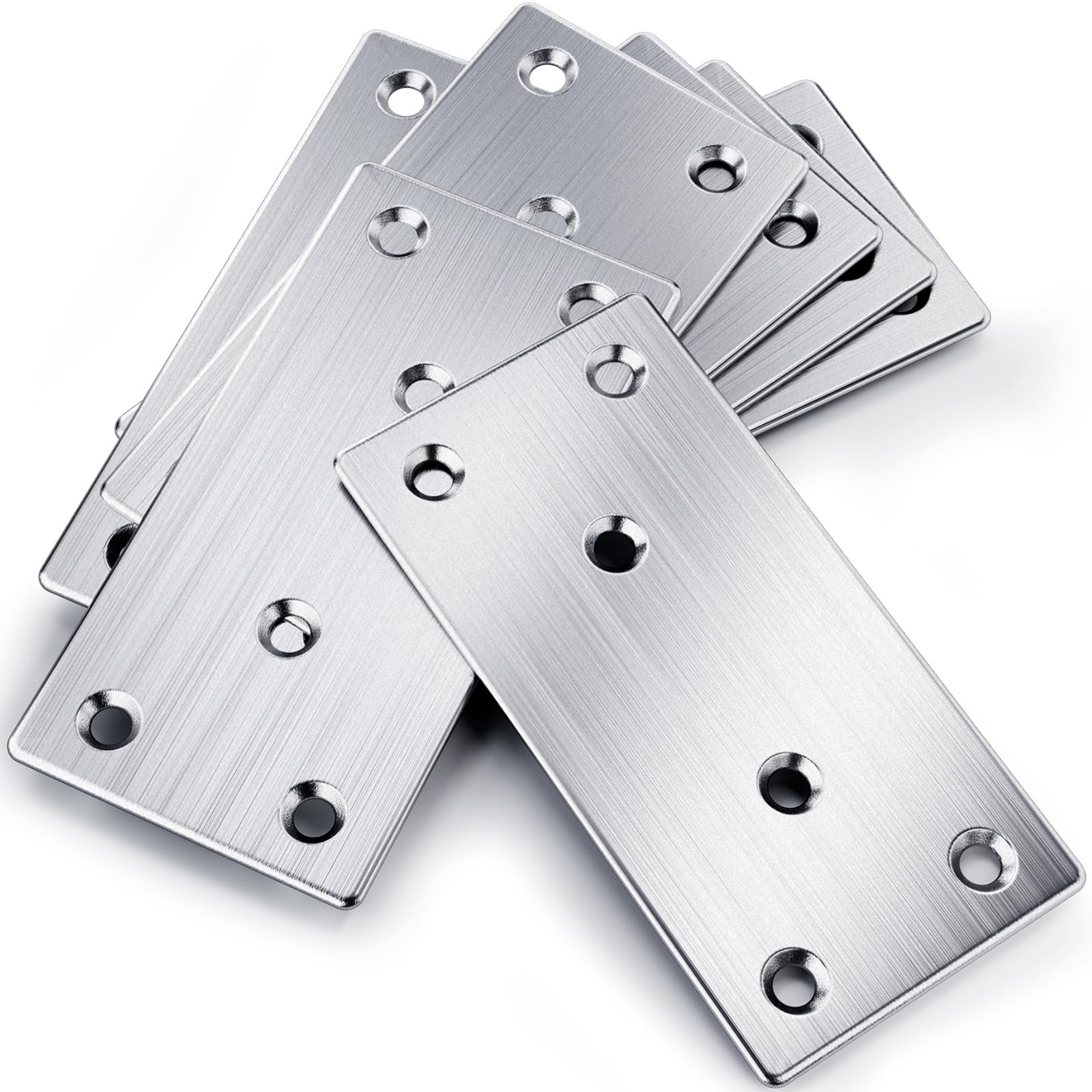 YOOPIN Flat Brackets for Wood 6PCS, 100x50x2mm Joining Plates, Stainless Steel Sleeper Brackets, Silver Mending Plates for Timber Fixing, Metal Repair Connector