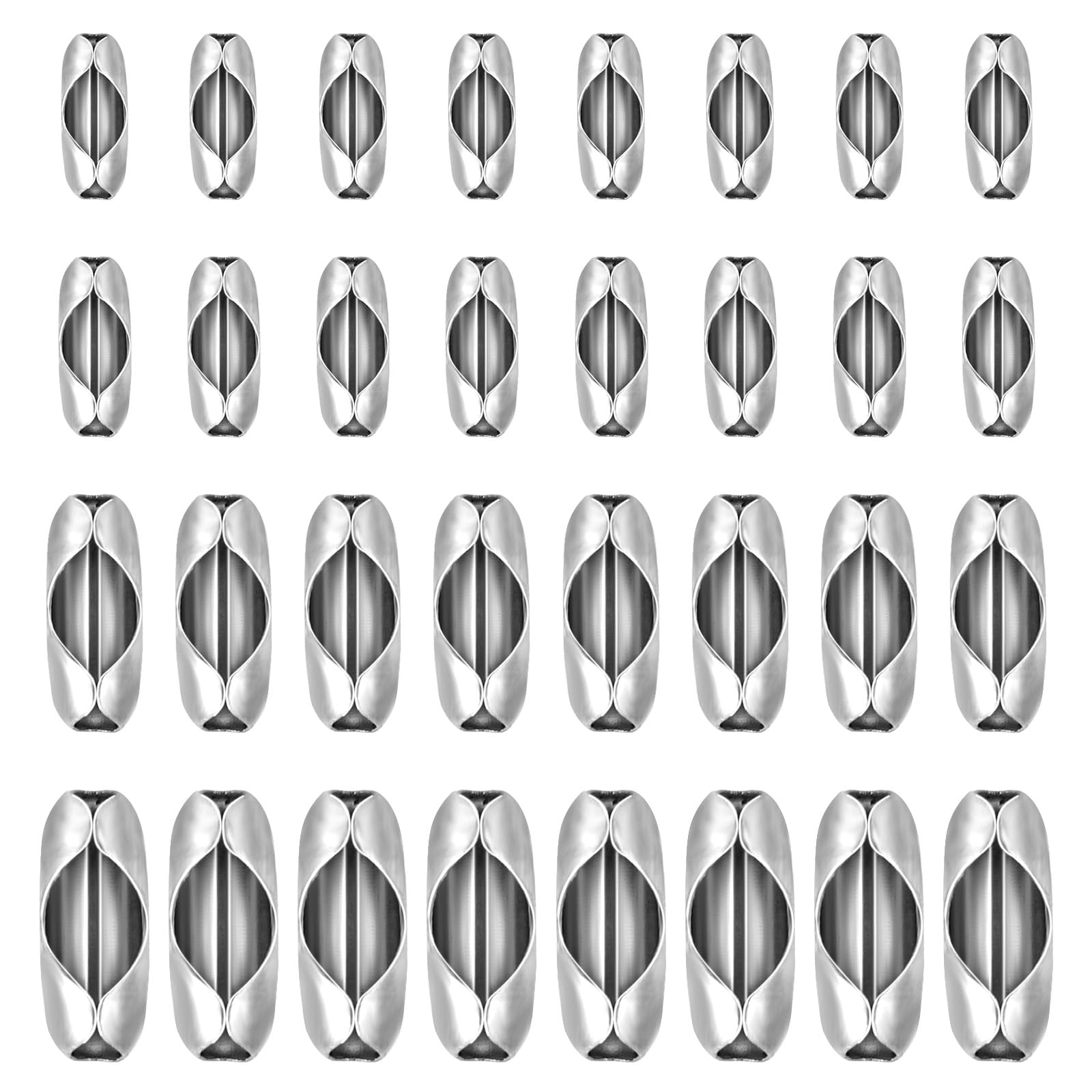 View 1 of 100Pcs Silver Ball Chain Connectors Fits for 1.5/2.0/2.4/3.2mm Beaded Ball Chain Pull Connector Clasps for Jewelry Making Accessories Clips DIY Crafts