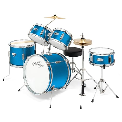 Ashthorpe 5-Piece Complete Junior Drum Set with Genuine Brass