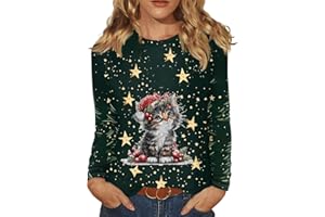 AMXYFBK Plus Size Christmas Tops Crewneck Cute Snowman Printing Long Sleeve Shirts Fashion Winter Loose Xmas Festival Blouse
