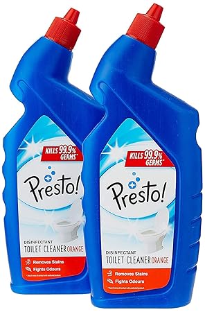 Amazon Brand-Presto! Disinfectant Toilet Cleaner, Orange-1 L (Pack of 2)