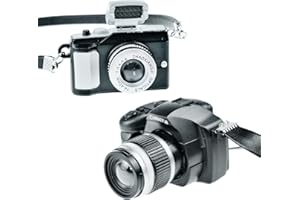 INHEMING 2Pcs Mini Camera for Dolls, 1:4 Scale Miniature SLR Camera Ornament with Flash and Shutter Sound, Vintage Mini Camera Dollhouse Decoration Accessories