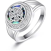 JBAERD Sterling Silver Mountain/Witches Knot Ring Abalone Shell Thumb Ring Inspirational Faith Jewelry Gifts for Women