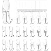 MOVELYST Clear Wall Hooks for Hanging, 18 Hooks+24 Strips, Value Pack (M) | Removable Hooks for Walls No Damage, Hanging Hooks with Adhesive Strips for Hanging, Organization and Decoration, Easy to Use