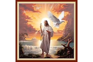 Joyhoor Cross Stitch Kits for Beginners Stamped Cross-Stitch Supplies Needlework preprint Embroidery Kits for Adults DIY Needlepoint Kits Embroidery Patterns 11CT-Jesus' Prayer 18.x18 inch