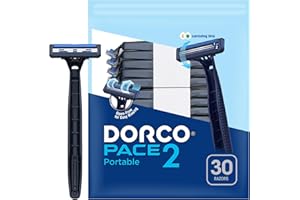 Dorco Pace 2 Disposable Razors for Men (30ct), 2 Blades Shaving Razor, Open-Flow for Easy Rinsing, Lubricating Strip for a Comfortable Shave, Ideal for Travel and Everyday Use