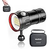 LetonPower B15 Dive Light Underwater Flashlight 8000Lumens Underwater Video Lights 80m Scuba Dive Light Diving Flashlight for Under Water Sports,Underwater Video Shooting and Photography