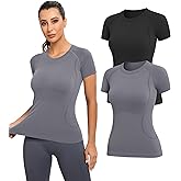 MathCat Workout Shirts for Women, Compression Short Sleeve Workout Tops, Soft Seamless Gym Shirts Running Shirts