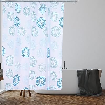 VIROSA Blue Circles Shower Curtain 100% Polyester 180x180 cm Anti Mould