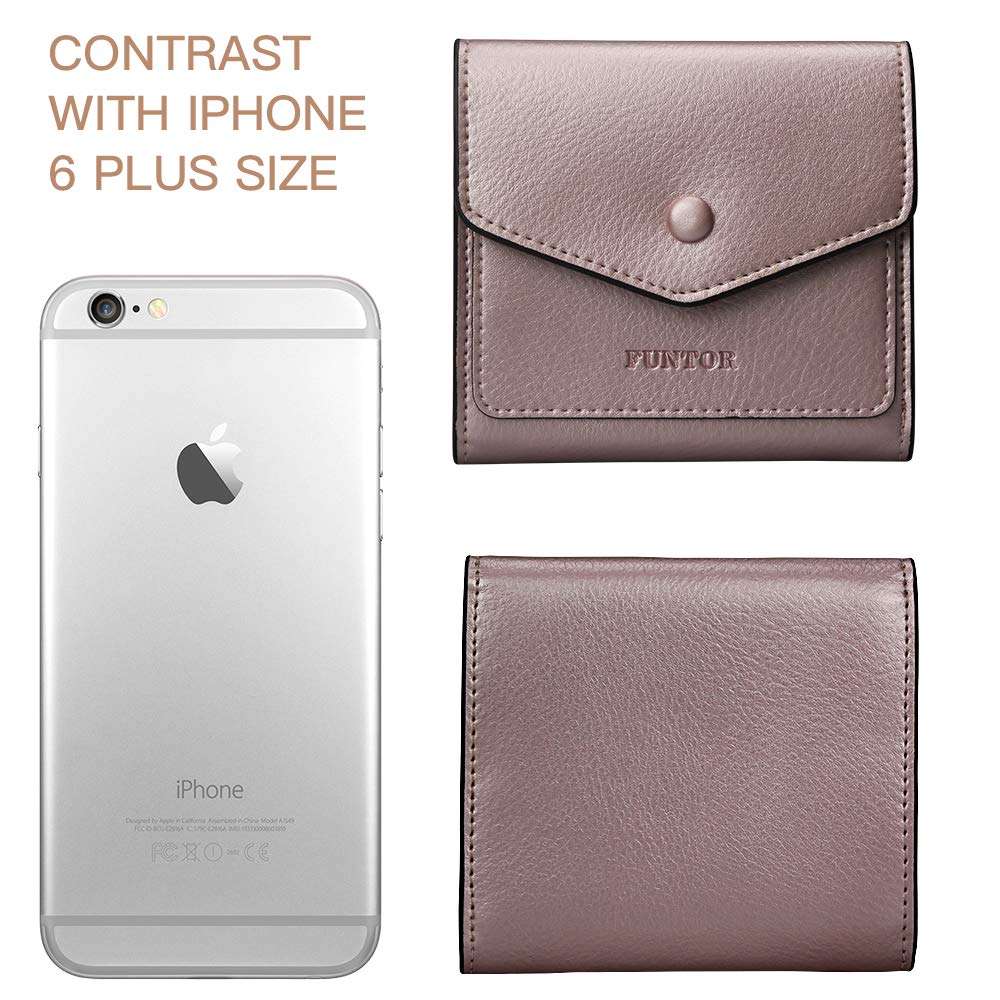 FT FUNTOR Small Leather Wallet for Women, Ladies Mini Wallet RFID Blocking Wallet for Women