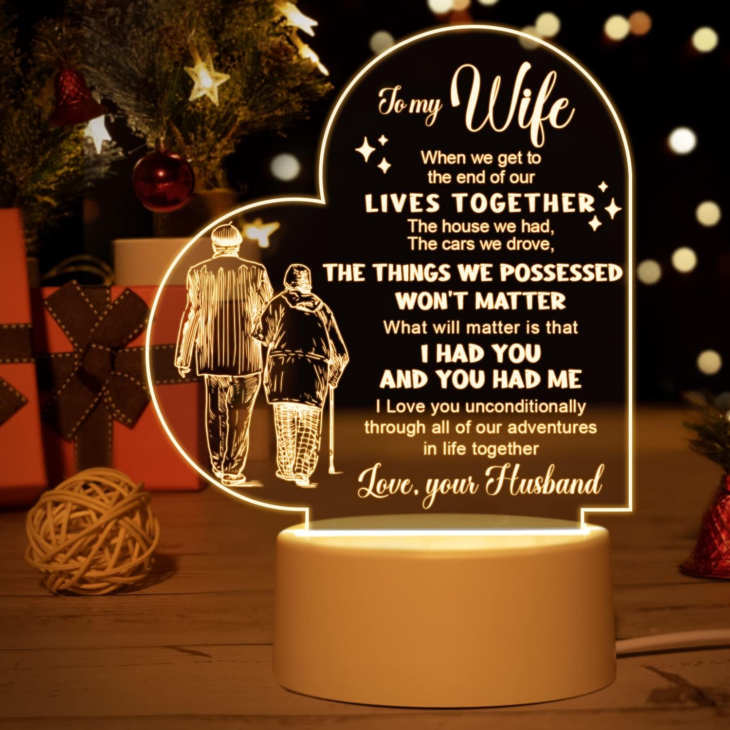 Vetbuosa Birthday & for Your Special Someone - Engraved Acrylic Night Light for Couples, Personalised Her